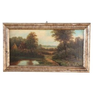 19th century English school oil painting on canvas signed