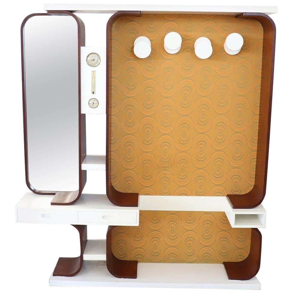 Appendiabiti da ingresso vintage in pioppo design anni '60 modernariato