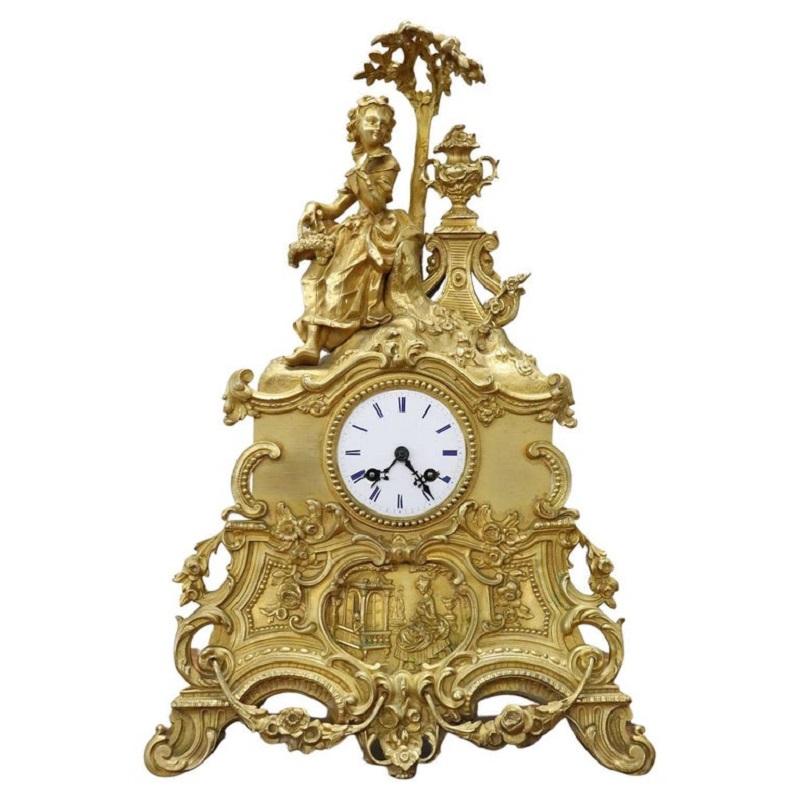 Orologio antico parigina in bronzo dorato secolo XIX