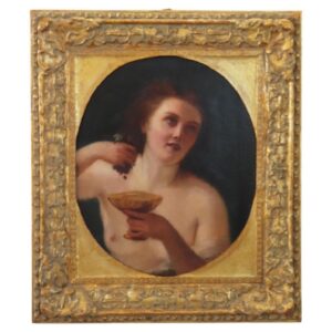 dipinto olio su tela secolo XIX la Menade