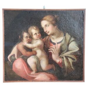 Dipinto religioso antico olio su tela secolo XVIII