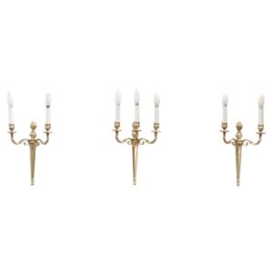Set di tre appliques secolo XIX in ottone dorato