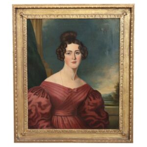 Dipinto olio su tela secolo XIX ritratto di giovane donna