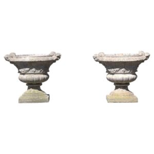 coppia di grandi vasi ornamentali da giardino inizi secolo XX